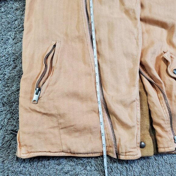 Free People Linen Hooded Peach Biker Cold Weather Heavyweight Zip Jacket - S - Picture 7 of 11